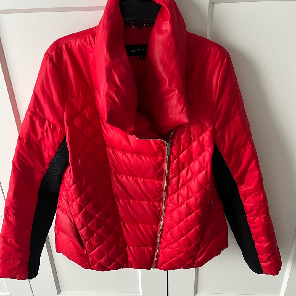 Black Rivet Red Down Women's Puffer Coat Size L W… - image 6
